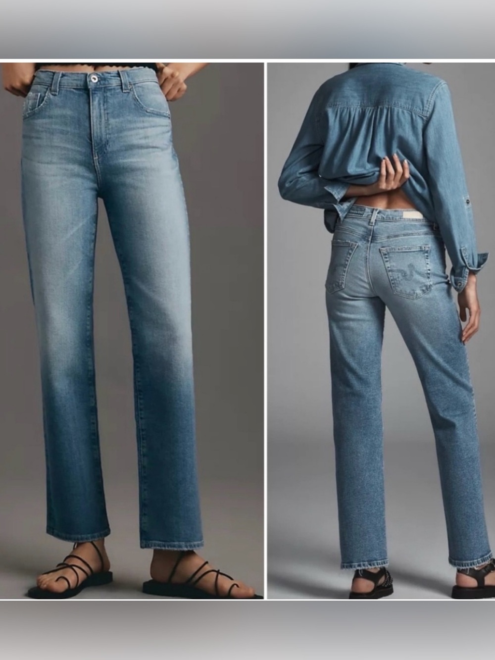 Ag Adriano Goldschmied Faded Light Blue Straight Leg Jeans